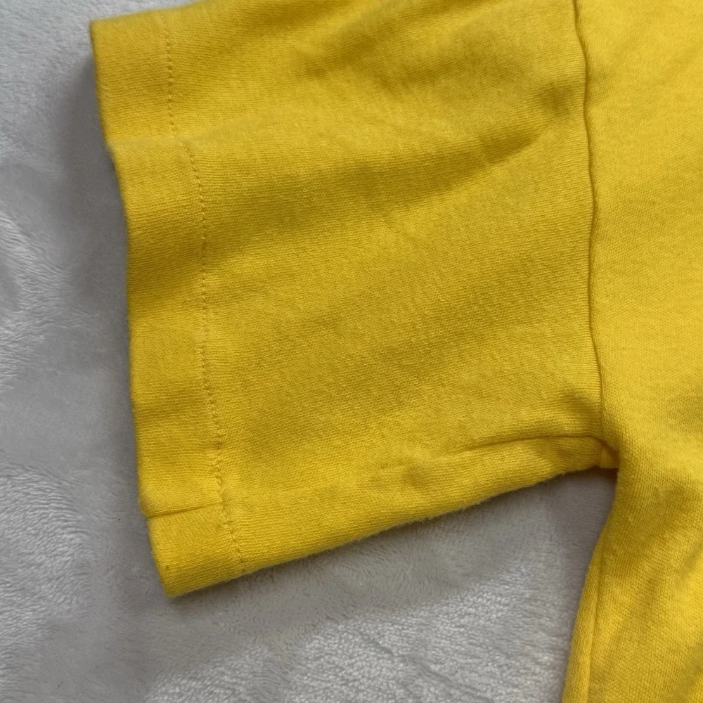 Vintage 70s Jill Short Sleeve Sweatshirt Yellow V Neck Kangaroo Pocket Women's M